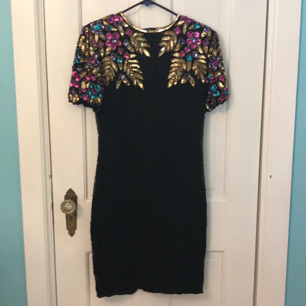Draped sequin dress - Black